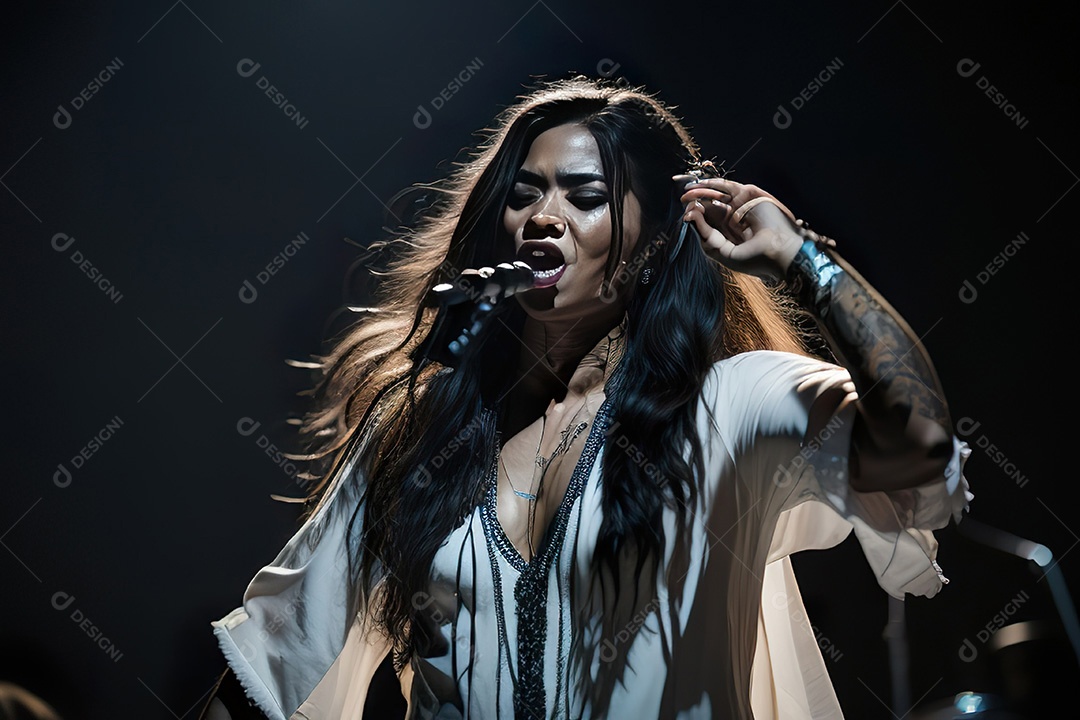 Cantor fazendo show no palco.