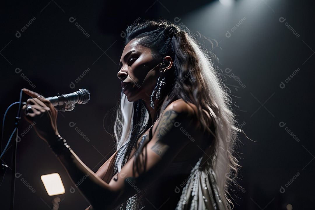 Cantor fazendo show no palco.