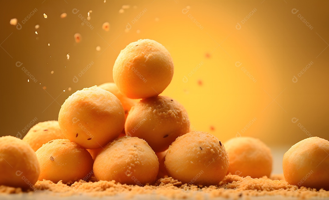 Deliciosas bolinhas de queijo empilhadas