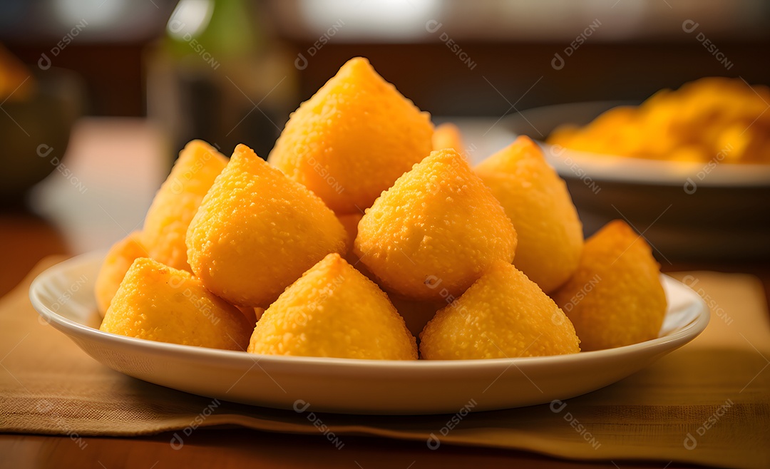 Tigela com deliciosas coxinhas recheadas