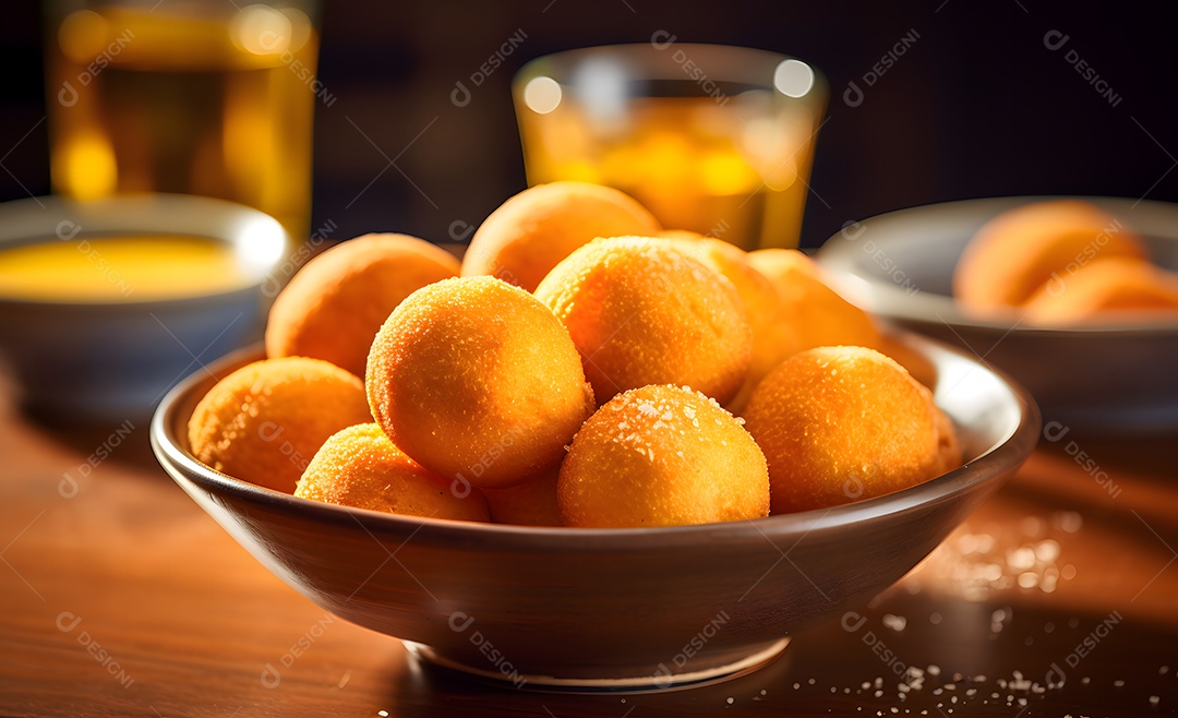 Tigela com deliciosas coxinhas recheadas