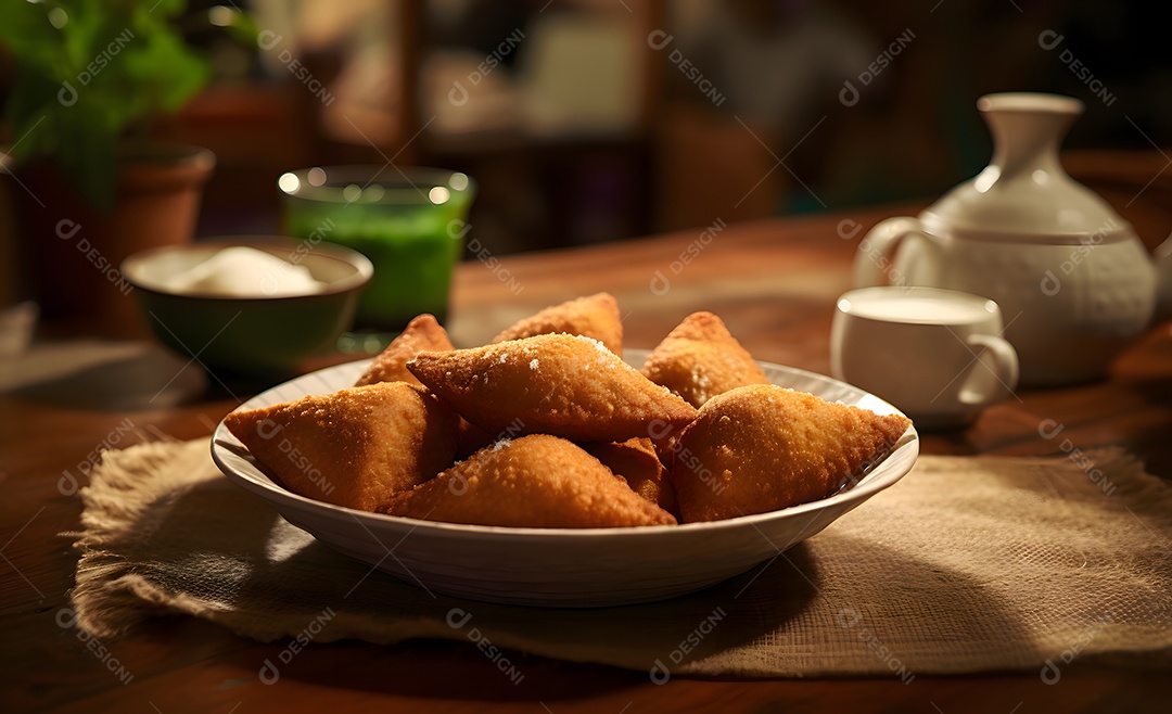 Tigela com deliciosos pastéis recheados