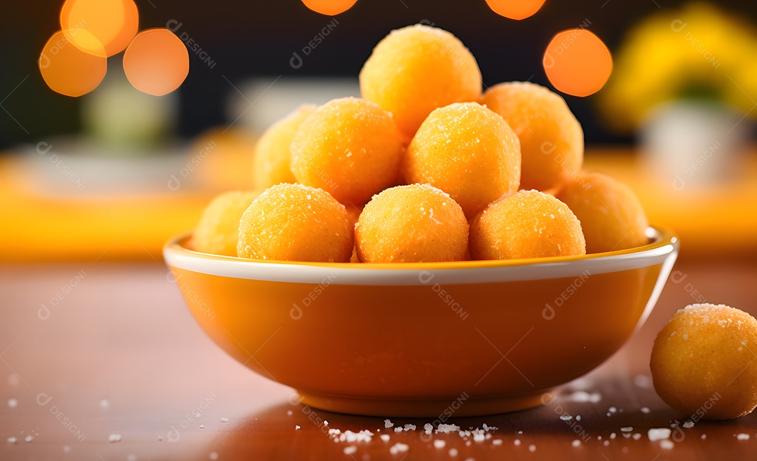 Tigela com deliciosas bolinhas de queijo