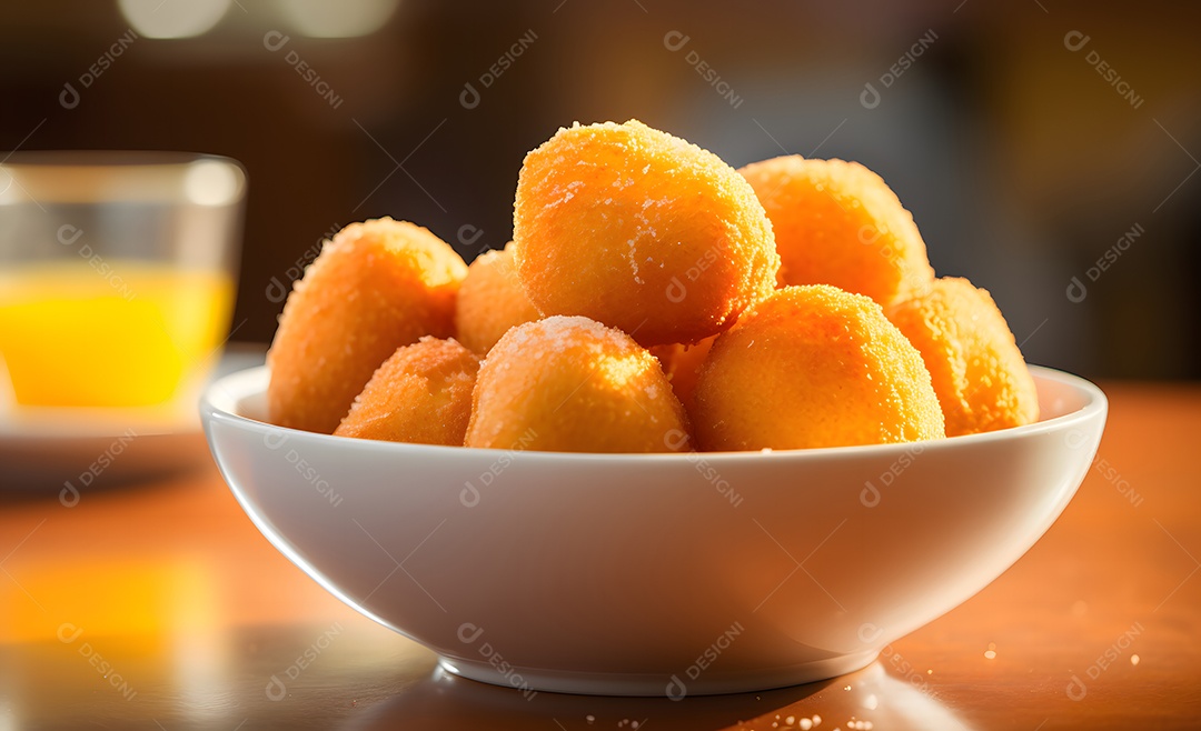 Tigela com deliciosas bolinhas de queijo