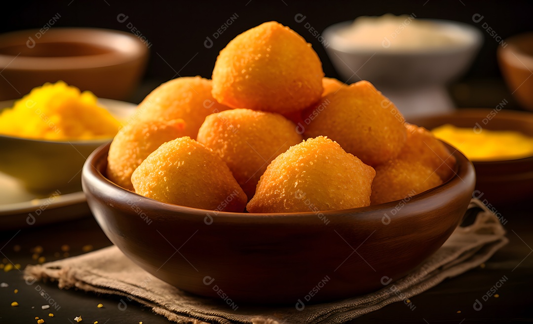 Tigela com deliciosas coxinhas