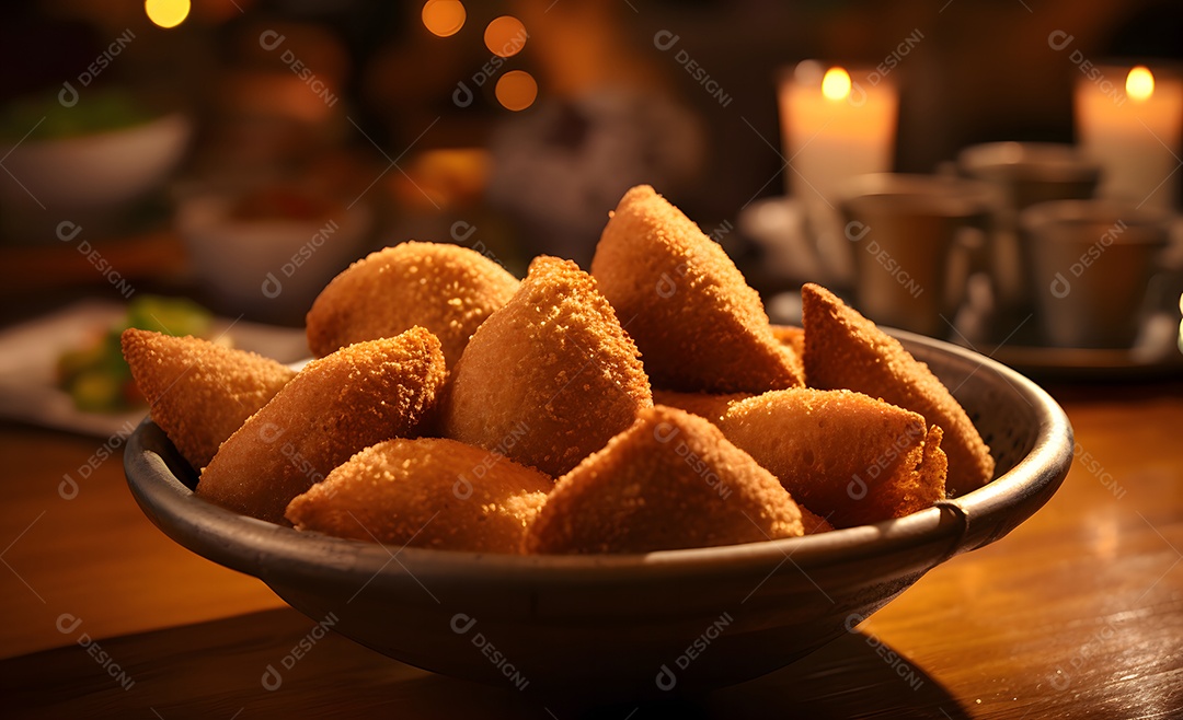 Tigela com delicioso rissoles fritos