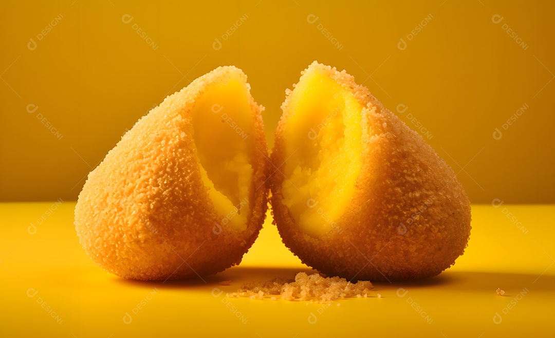 Deliciosa cozinha recheada em fundo amarelo