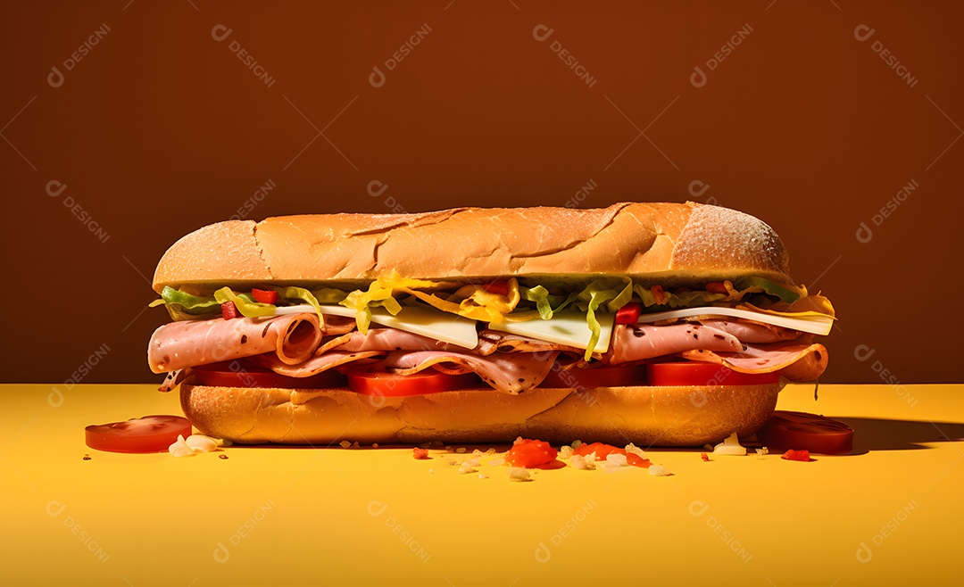 Delicioso lanche de presunto com salada