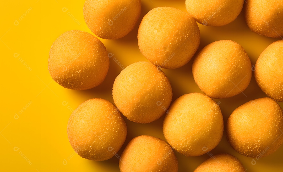 Deliciosas coxinhas recheadas em fundo amarelo