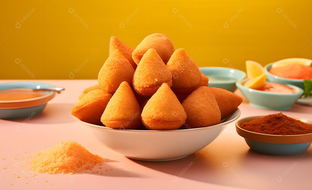 Tigela com deliciosas coxinhas de frango