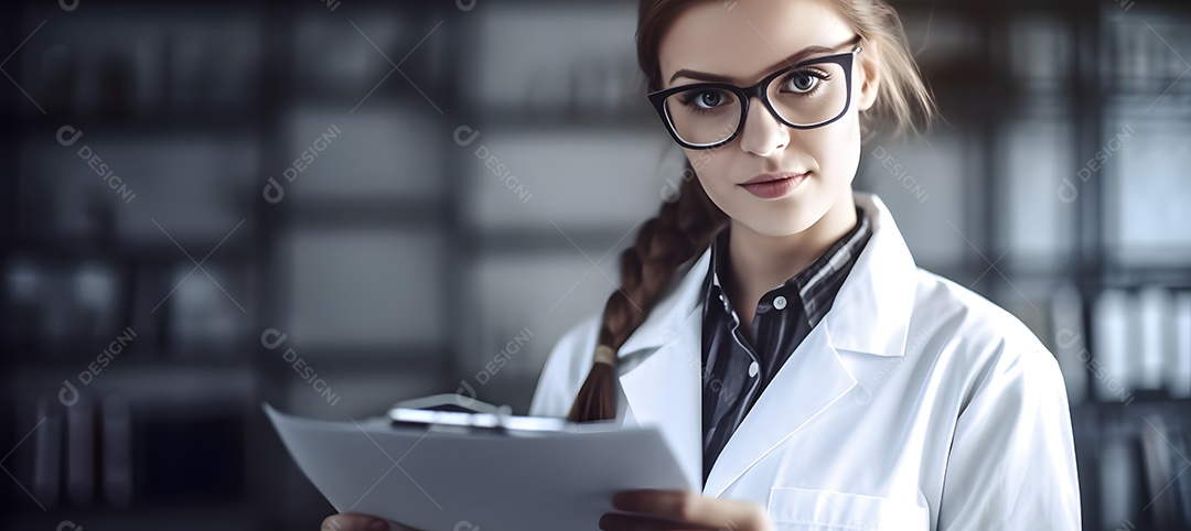 Retrato médica endocrinologista de jaleco branco