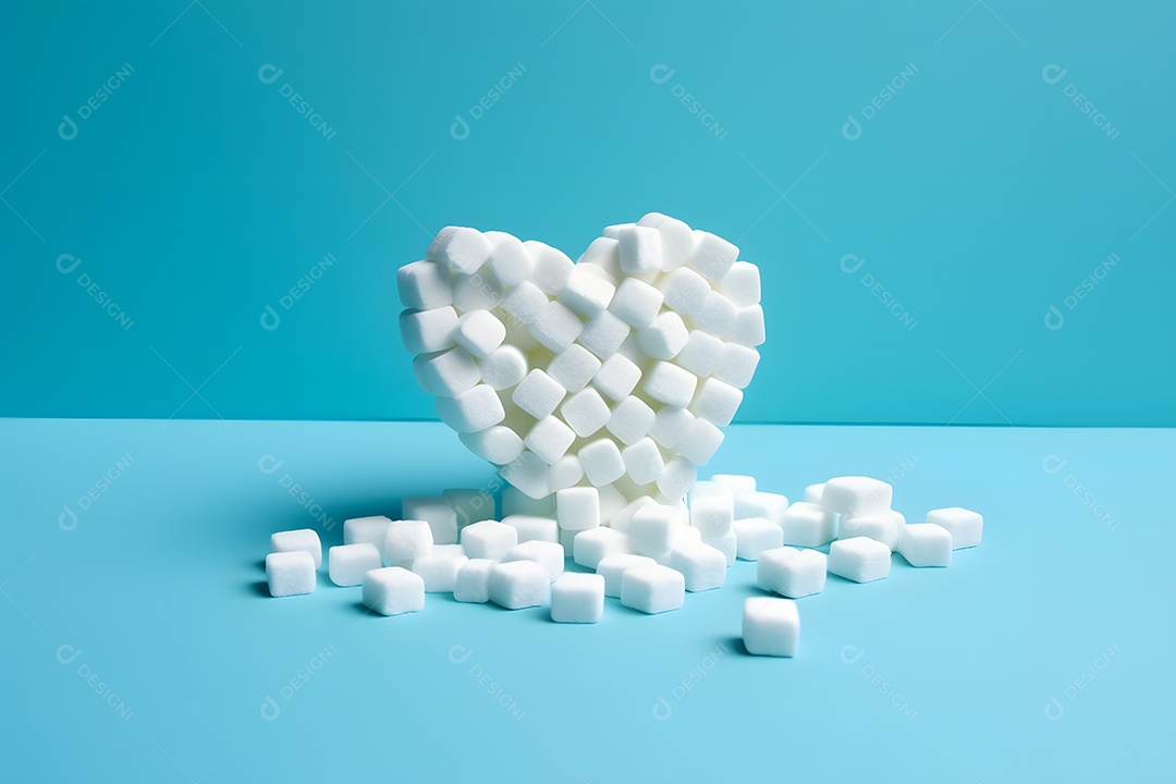 Cubos de açúcar empilhados representando doença diabetes