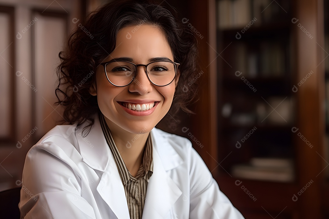 Retrato médica endocrinologista de jaleco branco