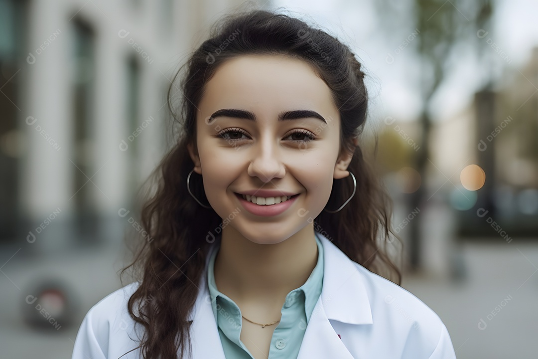 Retrato médica endocrinologista de jaleco branco