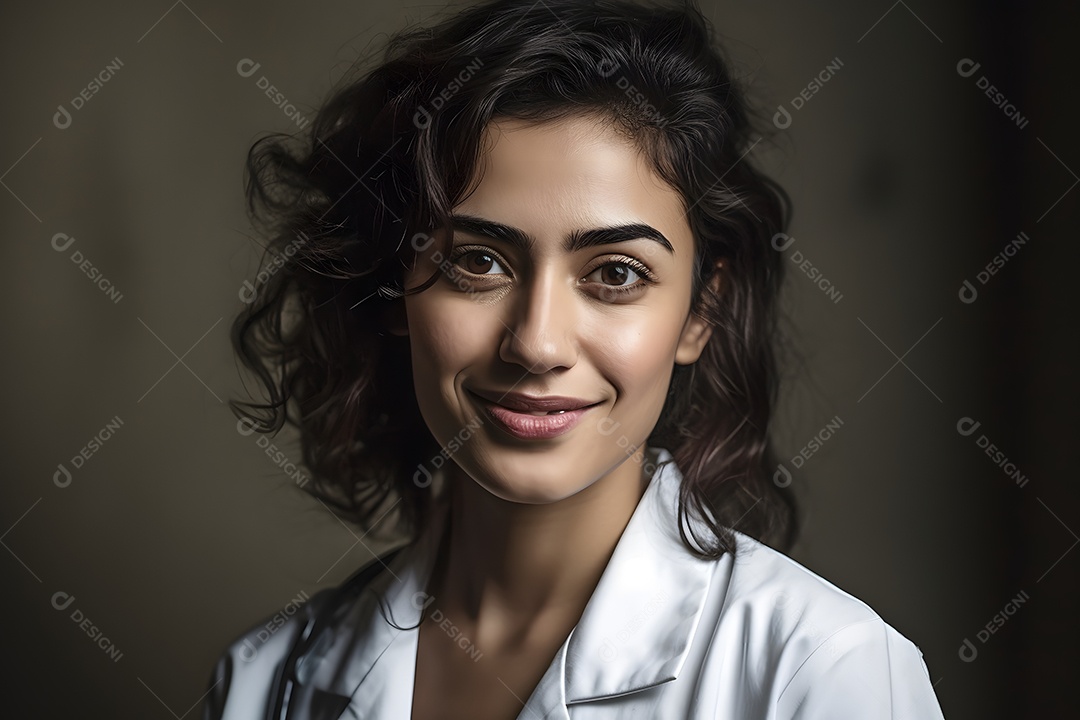 Retrato médica endocrinologista de jaleco branco