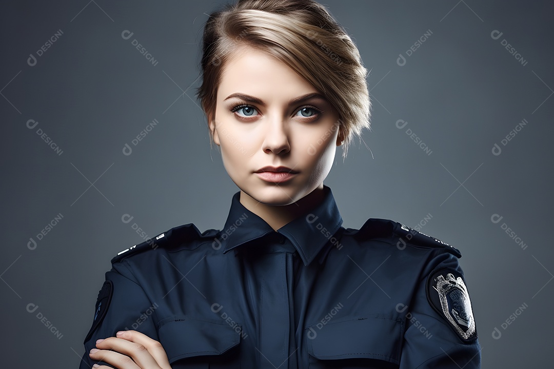 Mulher com uniforme policial