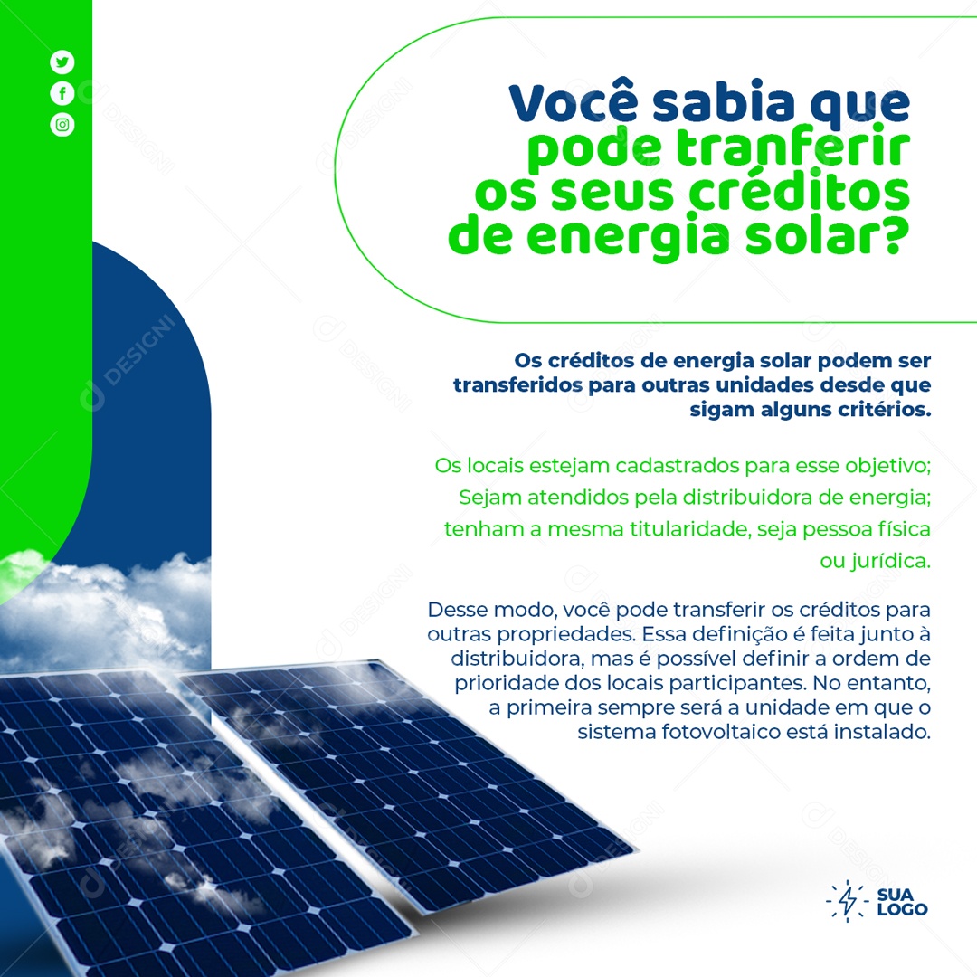 Social Media Feed Créditos De Energia Solar PSD Editável