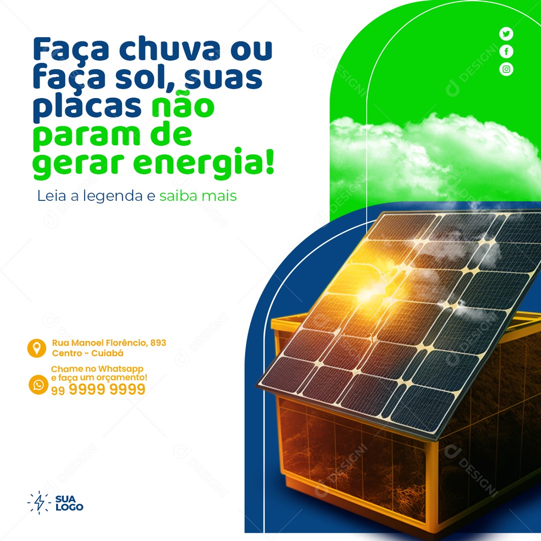 Social Media Feed Faça Chuva Ou Faça Sol Não Param De Gerar Energia PSD Editável