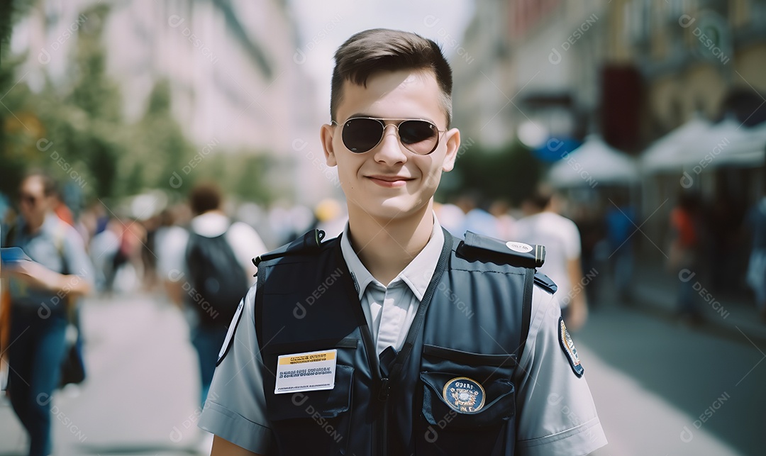 Homem com uniforme policial
