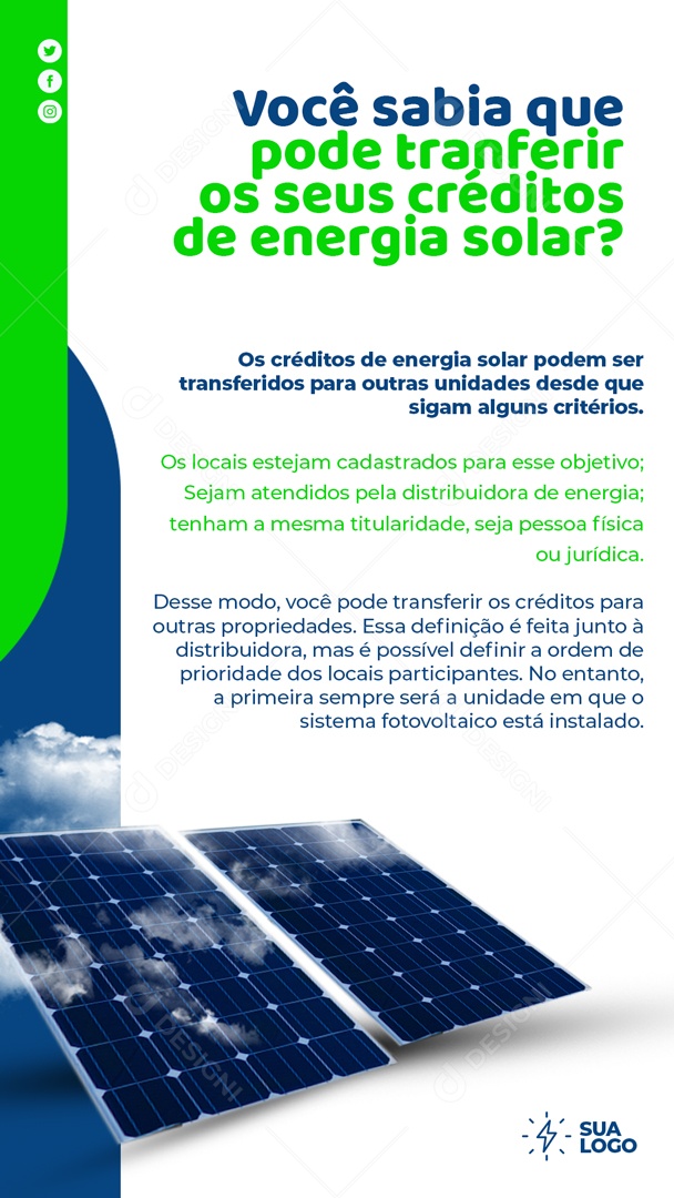 Social Media Story Créditos De Energia Solar PSD Editável