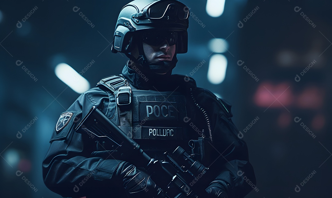 Homem com uniforme policial