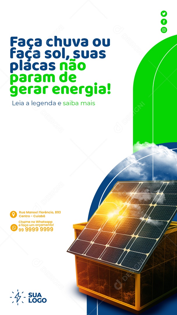 Social Media Story Faça Chuva Ou Faça Sol Não Param De Gerar Energia PSD Editável
