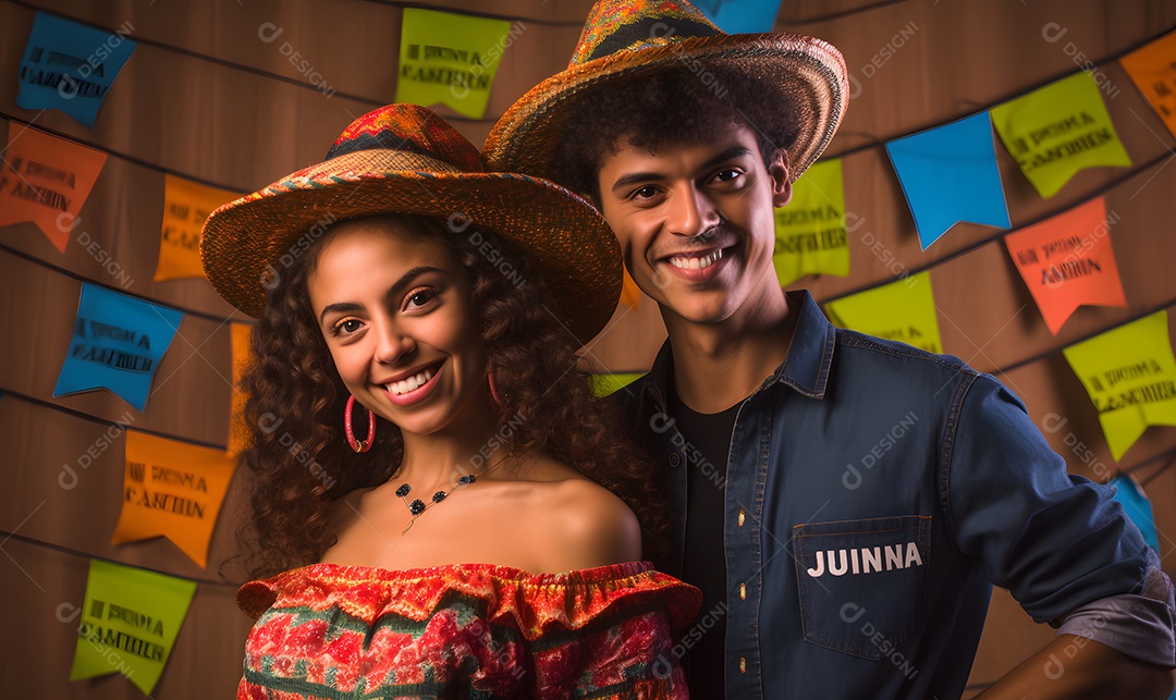 Casal com trajes de São João