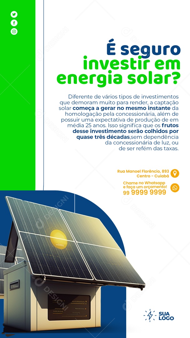Story Investir Em Energia Solar Social Media PSD Editável