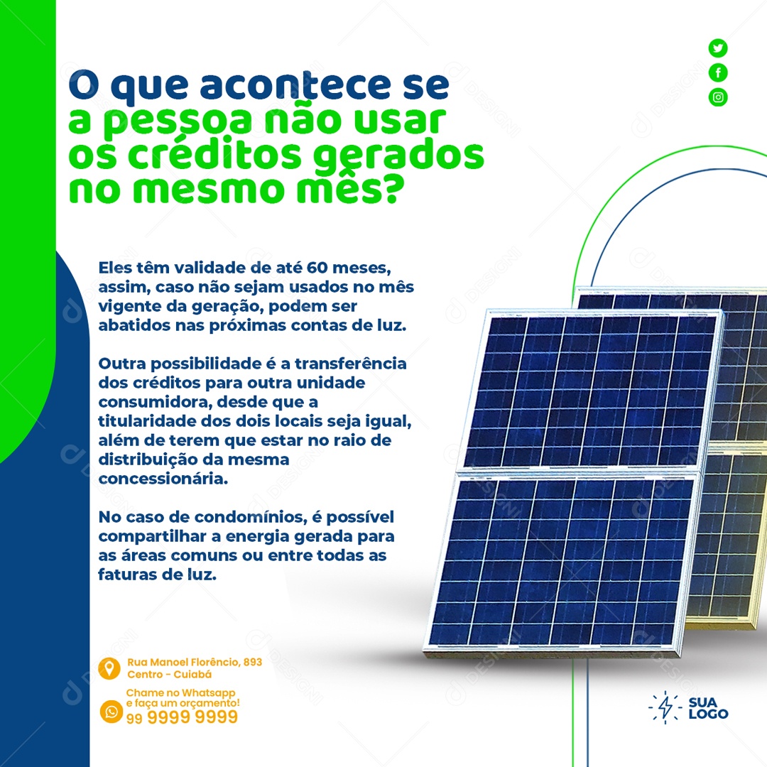 Feed Energia Solar Social Media PSD Editável