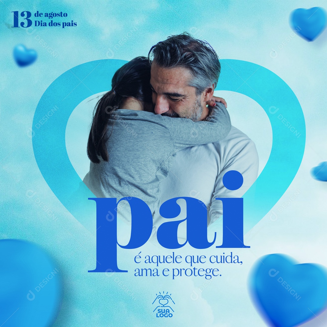 Social Media Feed Ama e Protege Dia Dos Pais PSD Editável