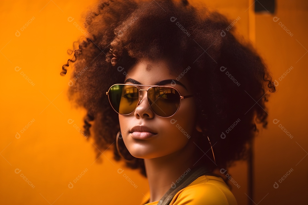 Retrato de linda mulher negra com óculos escuro