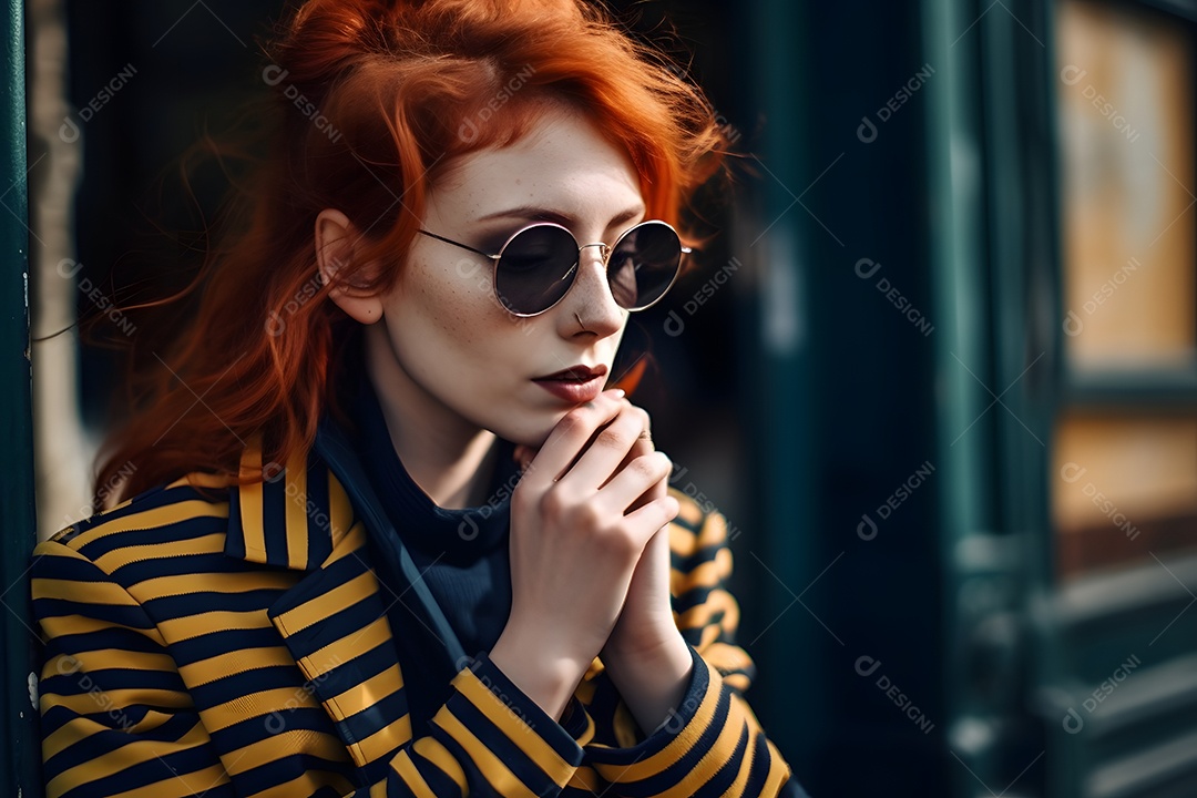 Retrato de linda mulher negra com óculos escuro