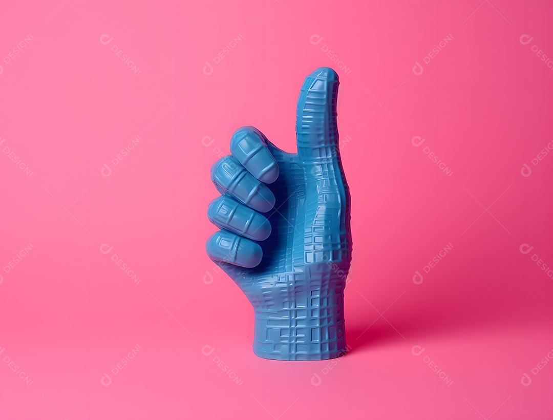 Escultura de mão representando like