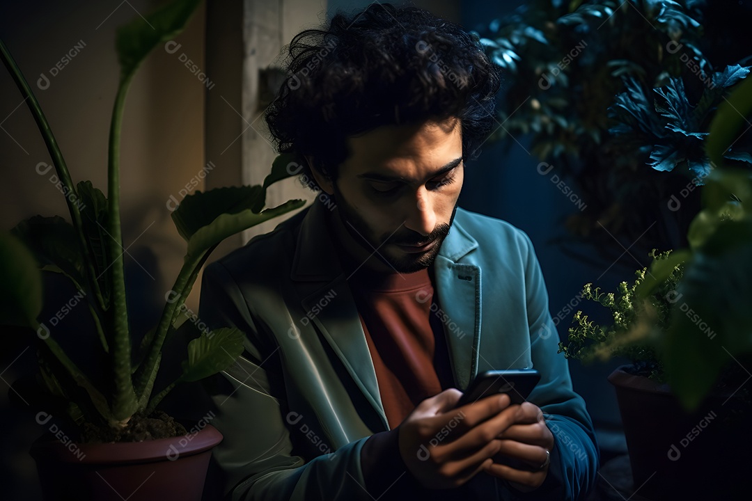 Homem jovem usando celular