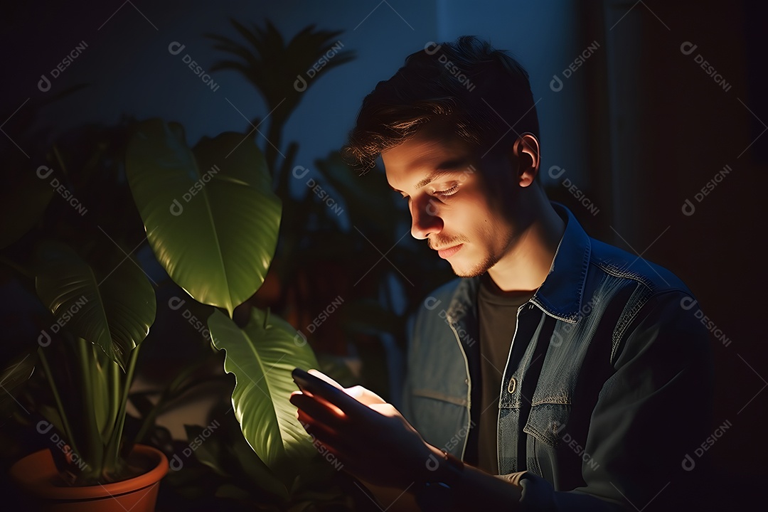 Homem jovem usando celular