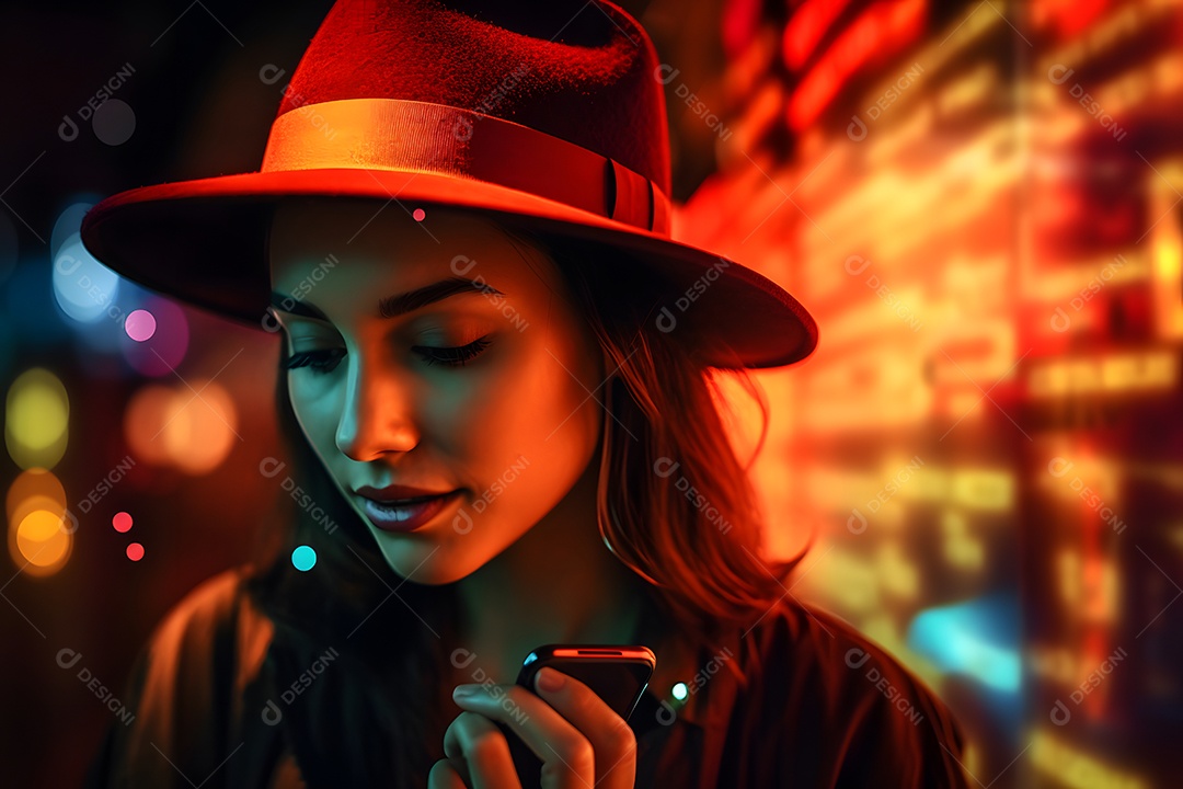 Linda mulher sorridente com chapéu vermelho