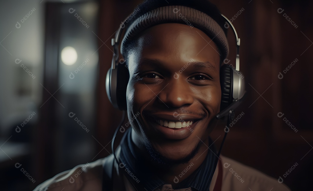 Homem telefonista de fone de ouvido