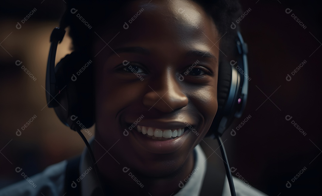 Homem telefonista com fone de ouvido