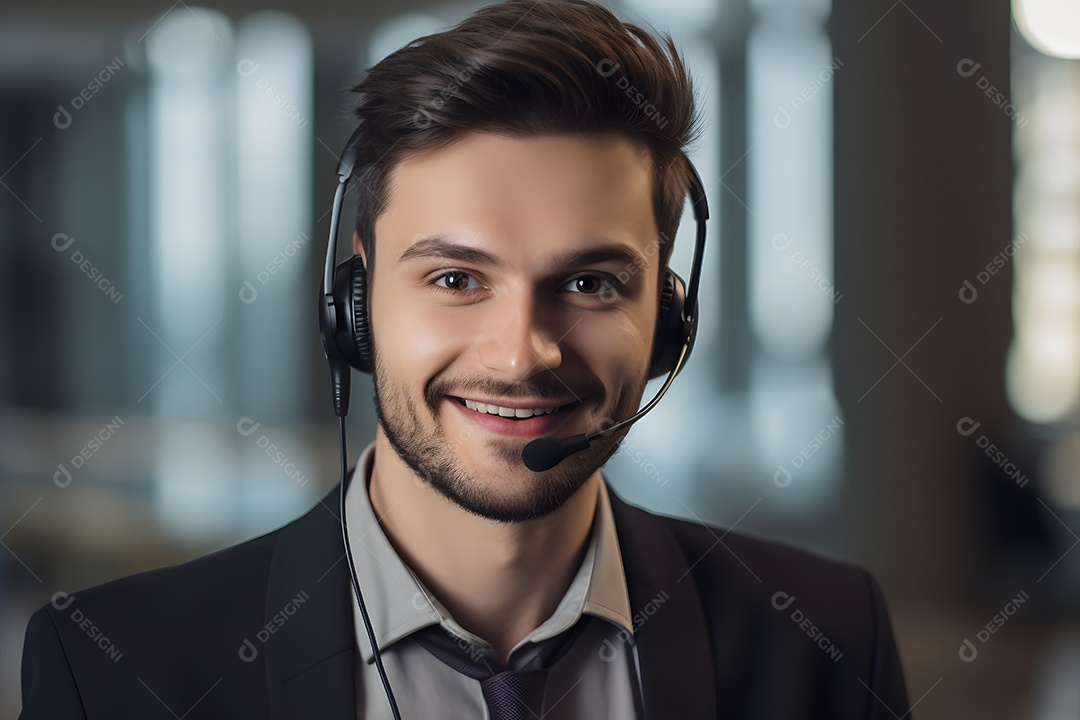 Homem telefonista de fone de ouvido