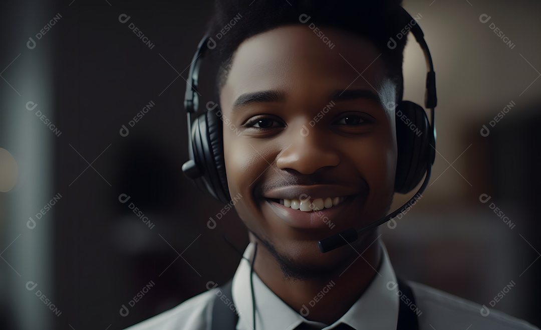 Homem telefonista de fone de ouvido