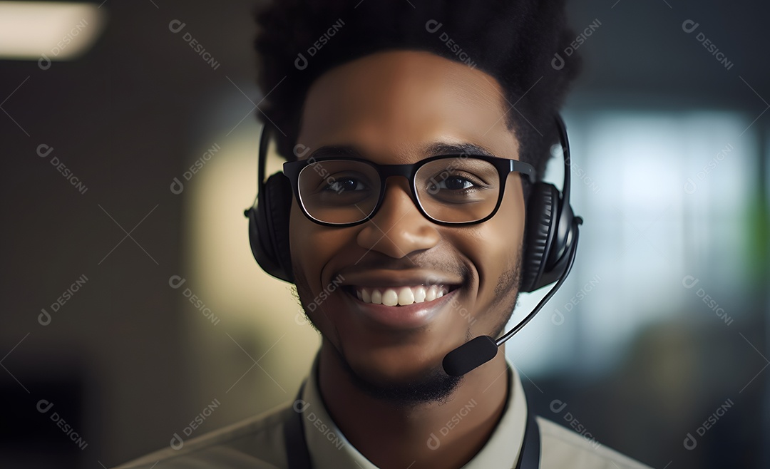 Homem telefonista de fone de ouvido