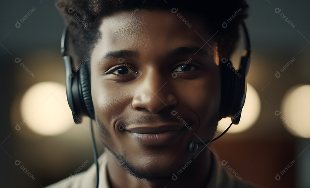 Homem telefonista de fone de ouvido