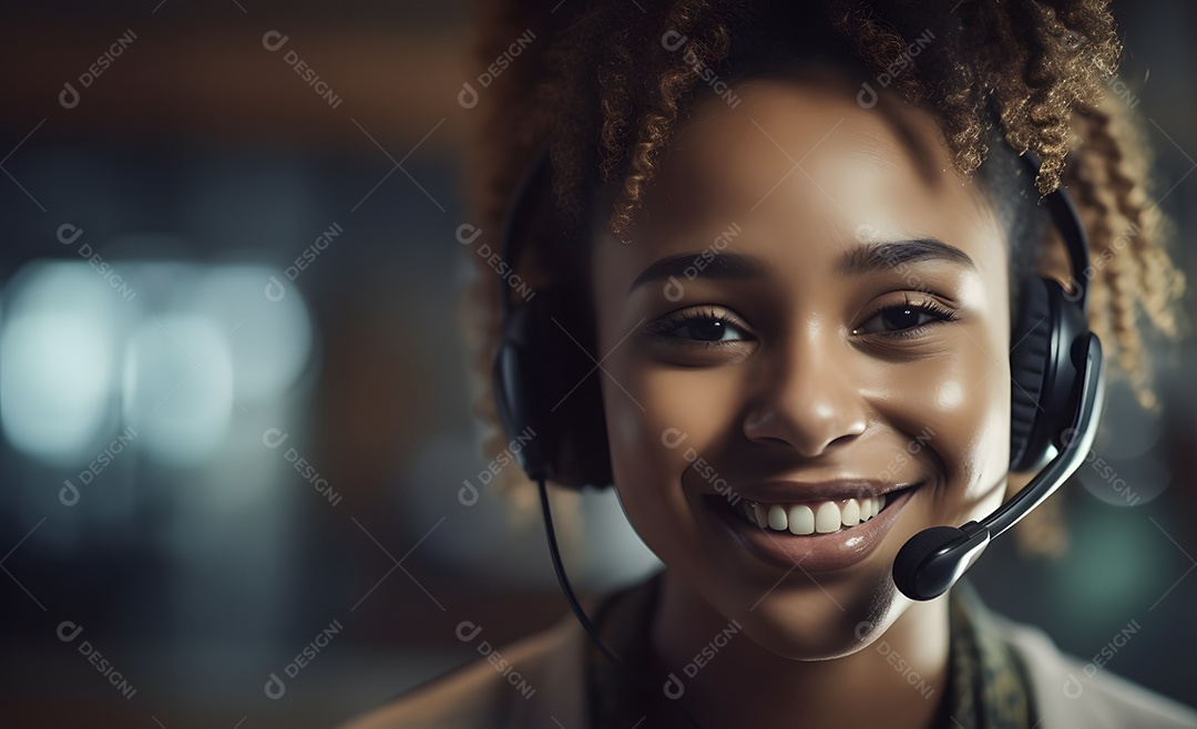 Mulher telefonista de fone de ouvido