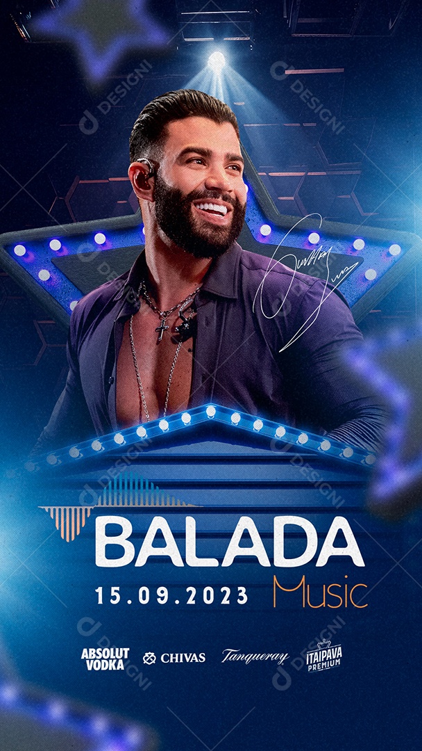 Story Balada Music Gusttavo Lima Flyer Social Media PSD Editável
