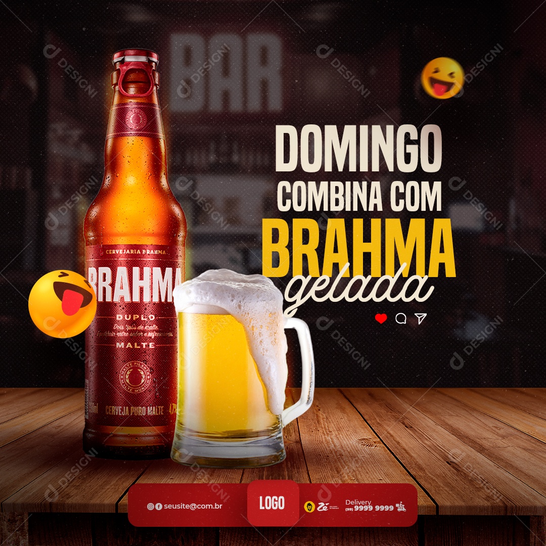 Social Media Domingo Combina Com Brahma Gelada PSD Editável