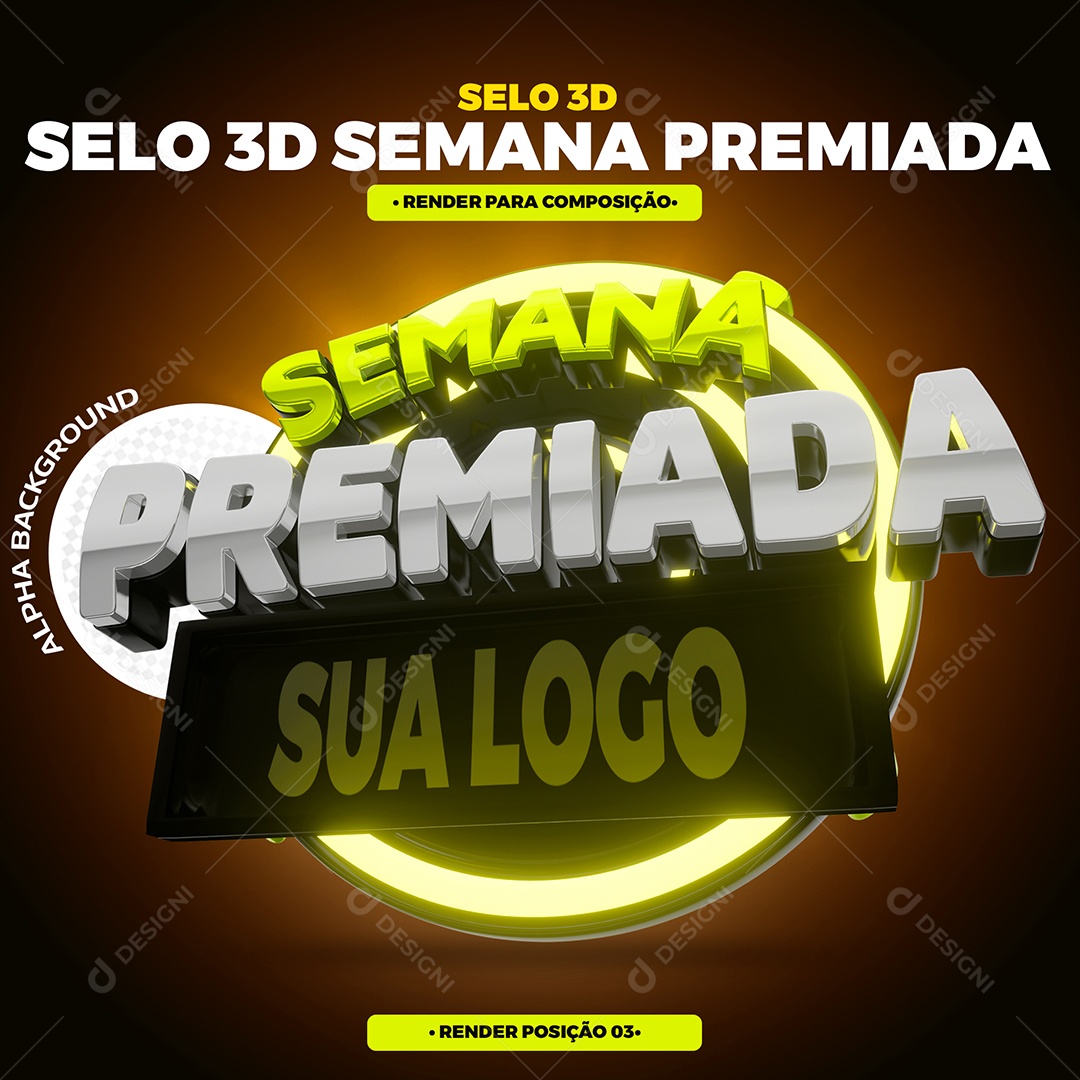 Semana Premiada Selo 3D Para Composição PSD