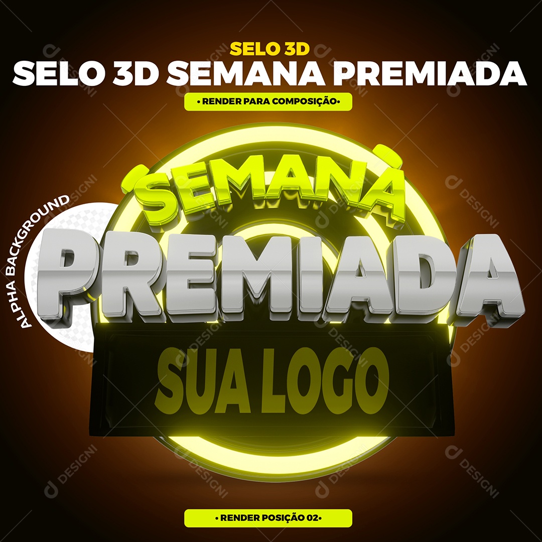 Semana Premiada Selo 3D Para Composição PSD