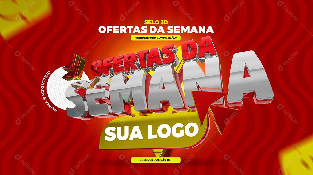 Selo 3D Ofertas Da Semana Para Composição PSD