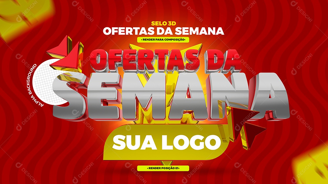 Selo 3D Ofertas Da Semana Para Composição PSD