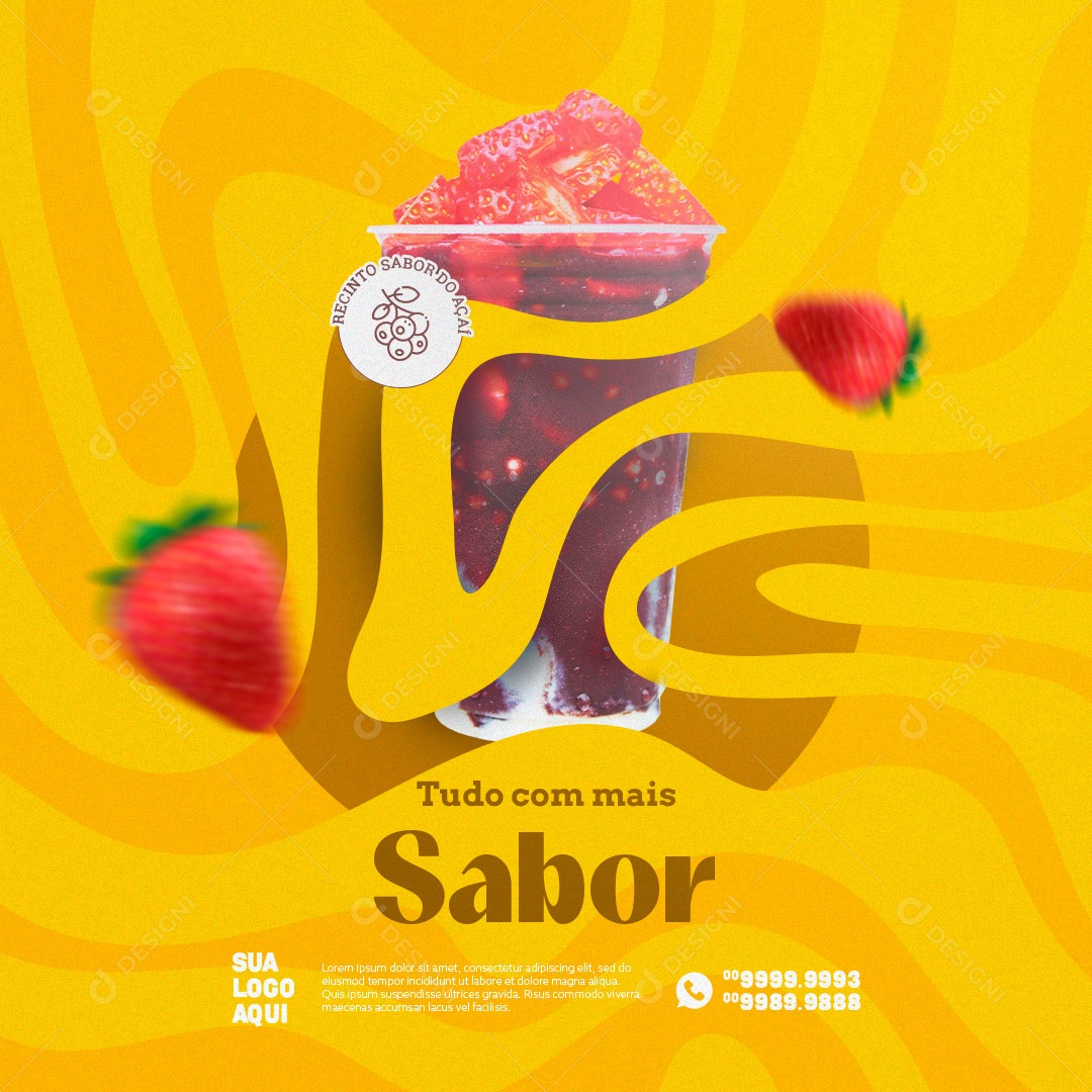 Tudo com Mais Sabor Açaí Açaiteria Social Media PSD Editável
